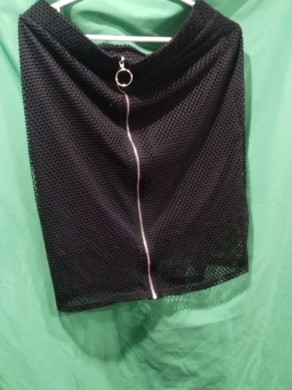 HAUTE FOX Black Mesh Pencil Skirt with Back Zip